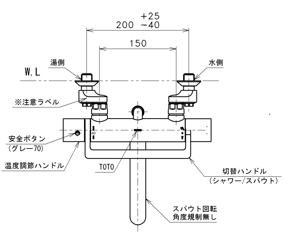 TOTO 【TBV03414J】 壁付サーモスタット混合水栓(コンフォートウエーブ